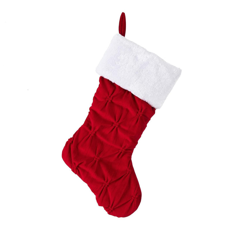 Velvet Christmas Stocking: Red/White, 19 inches - Shelburne Country Store