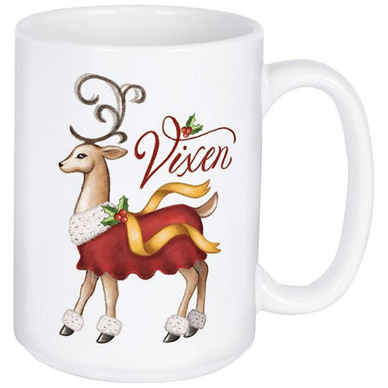 14 oz Santa's Reindeer Ceramic Mug - - Shelburne Country Store