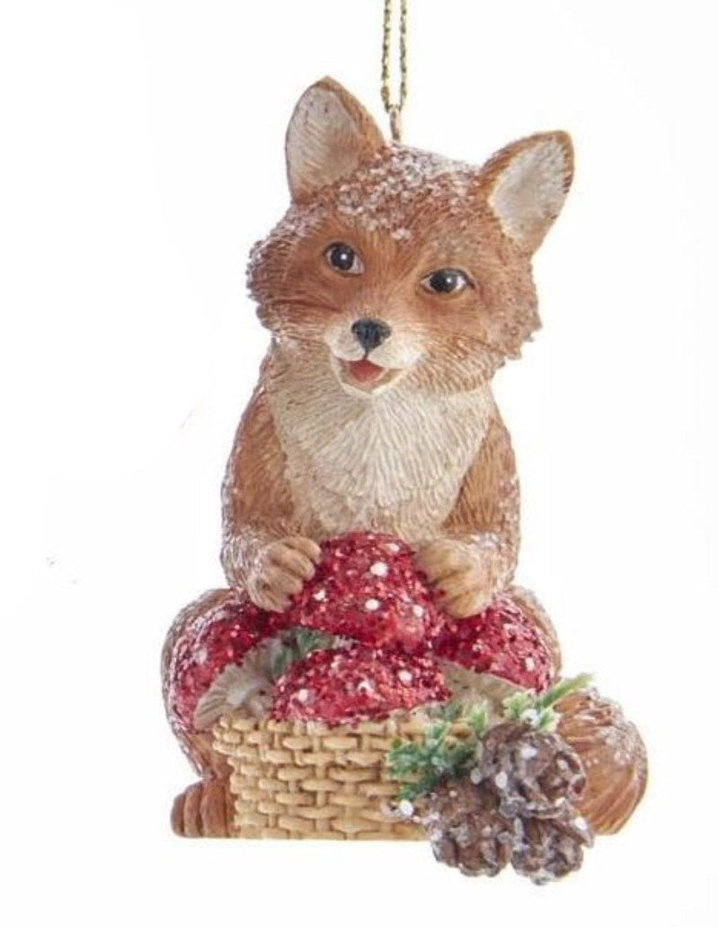 Woodland Animal with Mushrooms Ornament -  Raccoon - The Country Christmas Loft