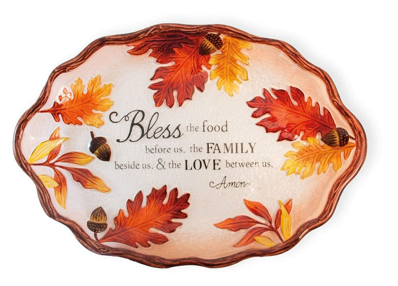 Leaf & Acorn Glass Oval Platter - Shelburne Country Store