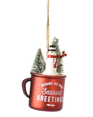 Sisal Tree in a Glass Coffee Cup Ornament - Red - Shelburne Country Store
