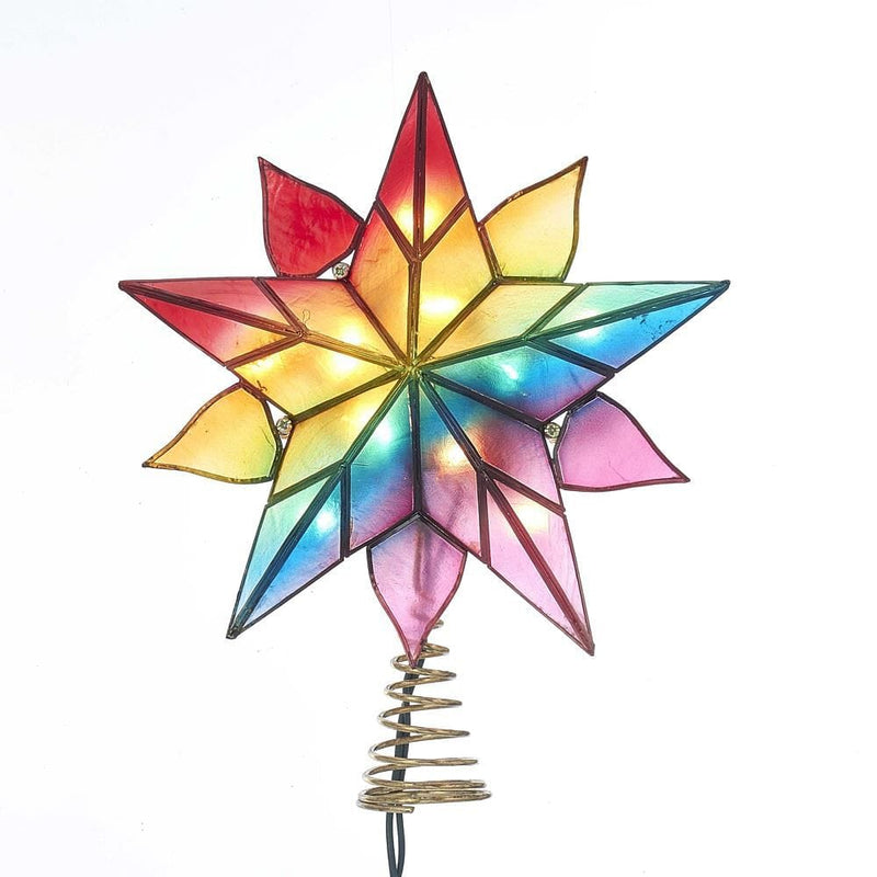 Capiz Star Multi-Colored Lighted Treetop - Shelburne Country Store