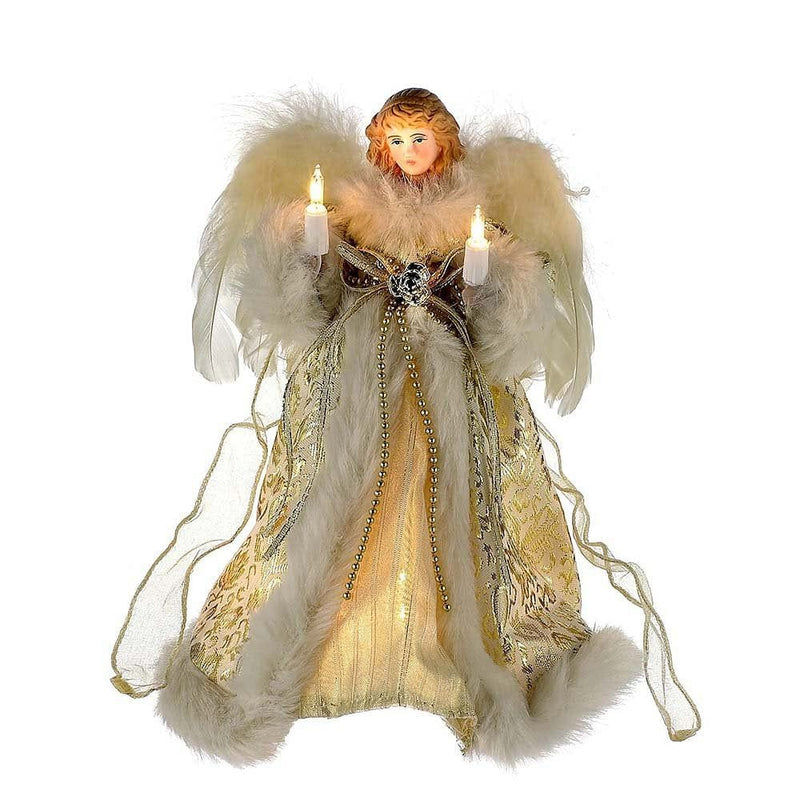 Ivory and Gold Angel Lighted Treetop  Ul 10-Light - Shelburne Country Store