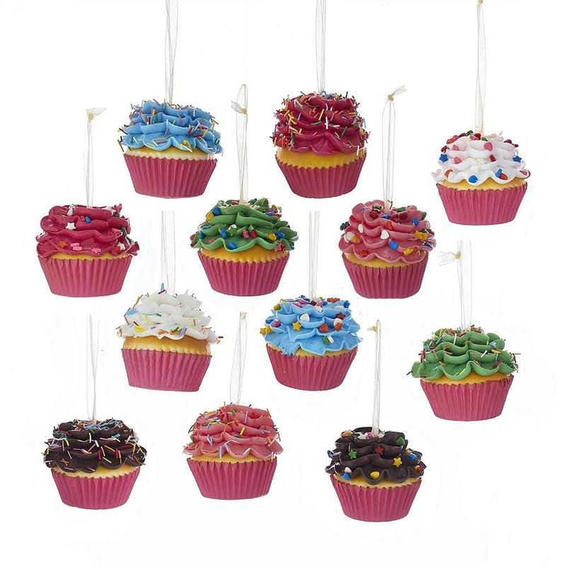 Flower Cupcake Ornaments - Brown With Shaped Sprinkles - Shelburne Country Store