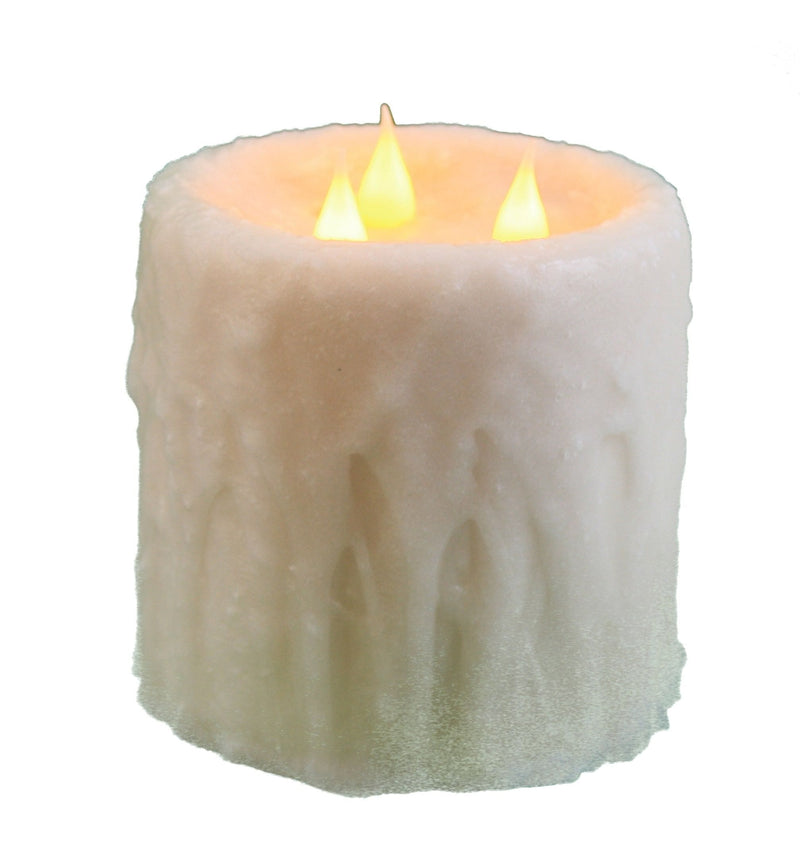 Three Wick Waxed LED Candle - - Shelburne Country Store