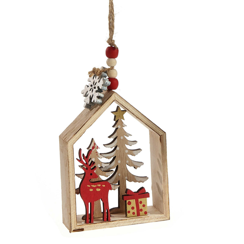 Wooden 3D Reindeer Ornament - Present - Shelburne Country Store