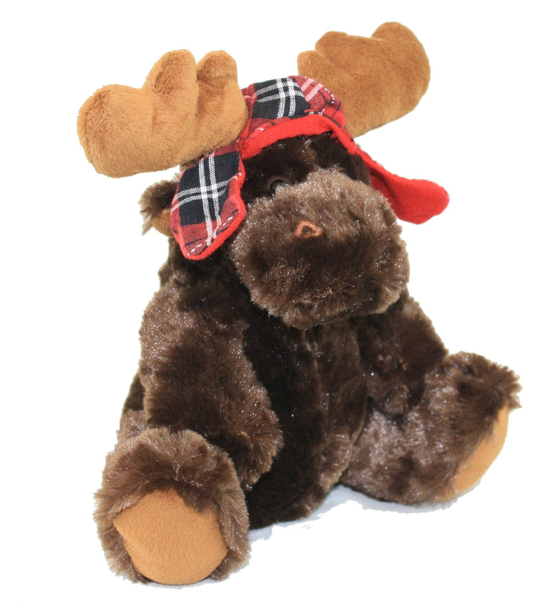 8 inch Sitting Moose With Trapper Cap - Vermont - Shelburne Country Store