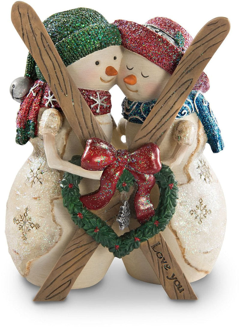 Birch Hearts Love Snowcouple with Skis Fugurine - Shelburne Country Store
