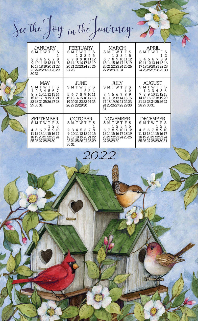 2022 Linen Calendar Towel -  Birdhouses - Shelburne Country Store