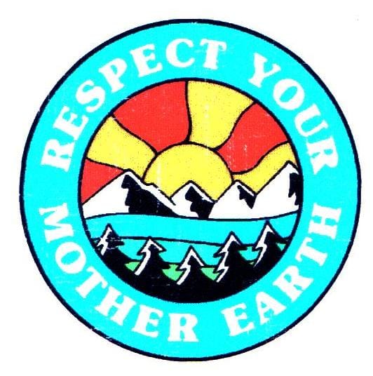 Respect Your Mother Earth Circle With River Mountains And Sun Sticker - Shelburne Country Store