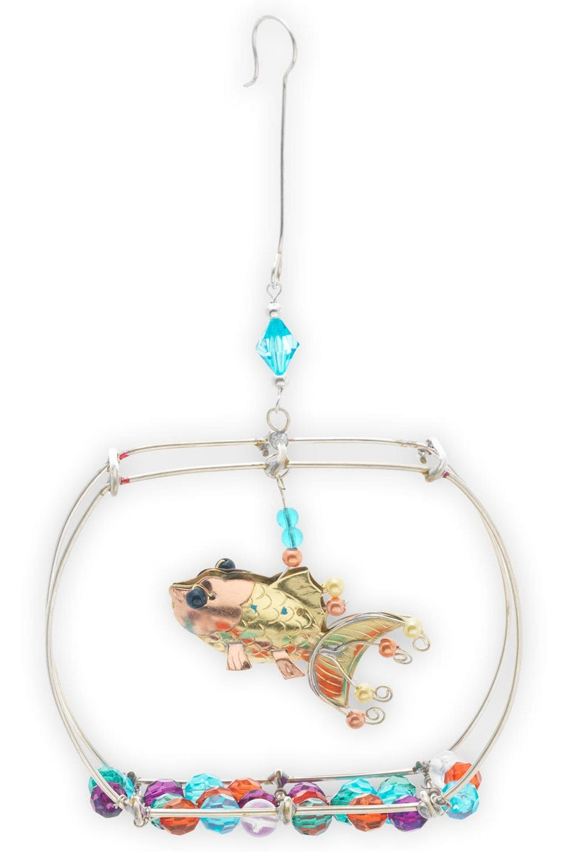 Gold Fish Bowl Ornament - The Country Christmas Loft