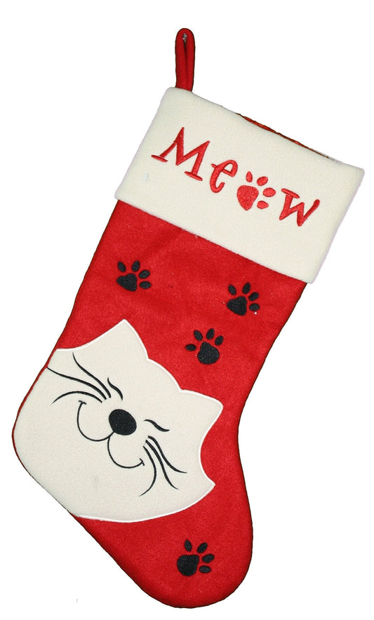 Santa's Workshop Embroidered Pet Stocking (Meow) - Shelburne Country Store