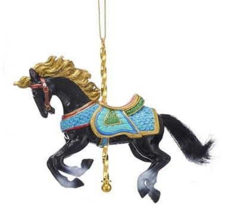 Resin Carousel Horse Ornament - Black - Shelburne Country Store
