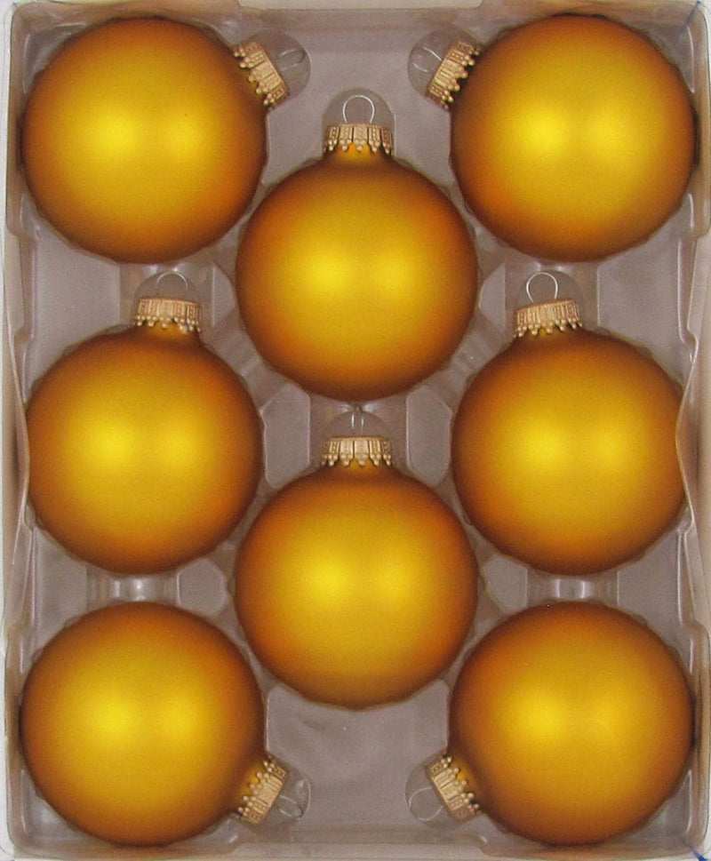 Christmas By Krebbs 2 5/8 Glass Balls - Gold Caps - Old Gold Velvet 8 Pack - Shelburne Country Store