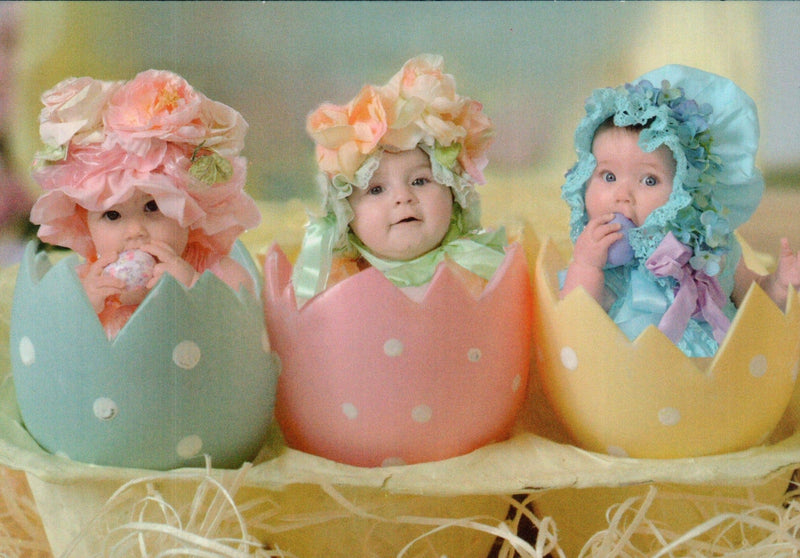 Three babies In Easter Eggs Easter Card - Shelburne Country Store