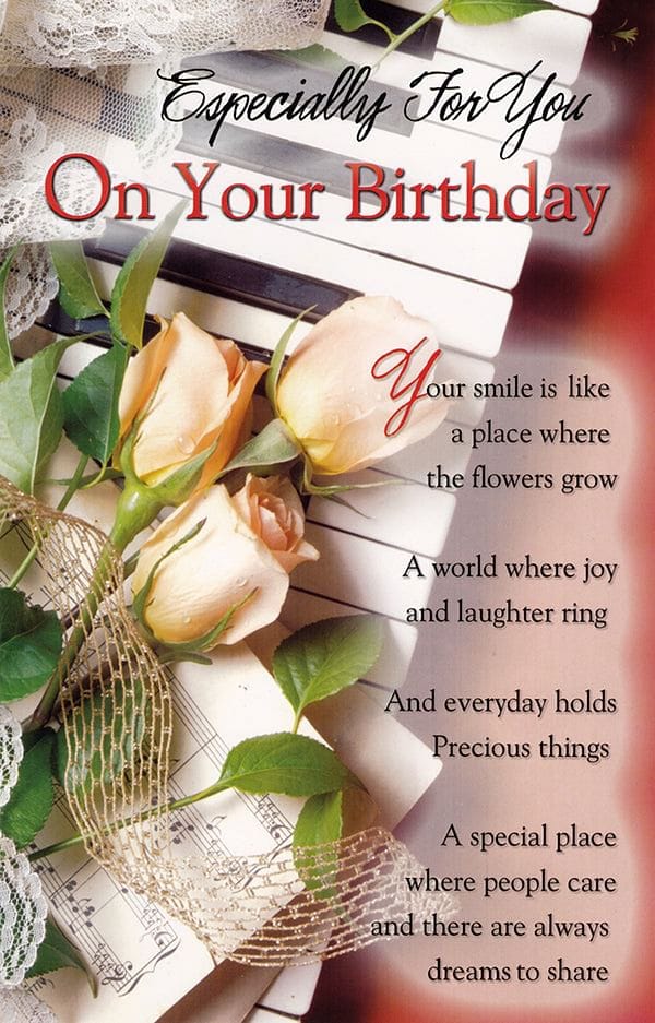 Piano and Roses Bithday Card - Shelburne Country Store