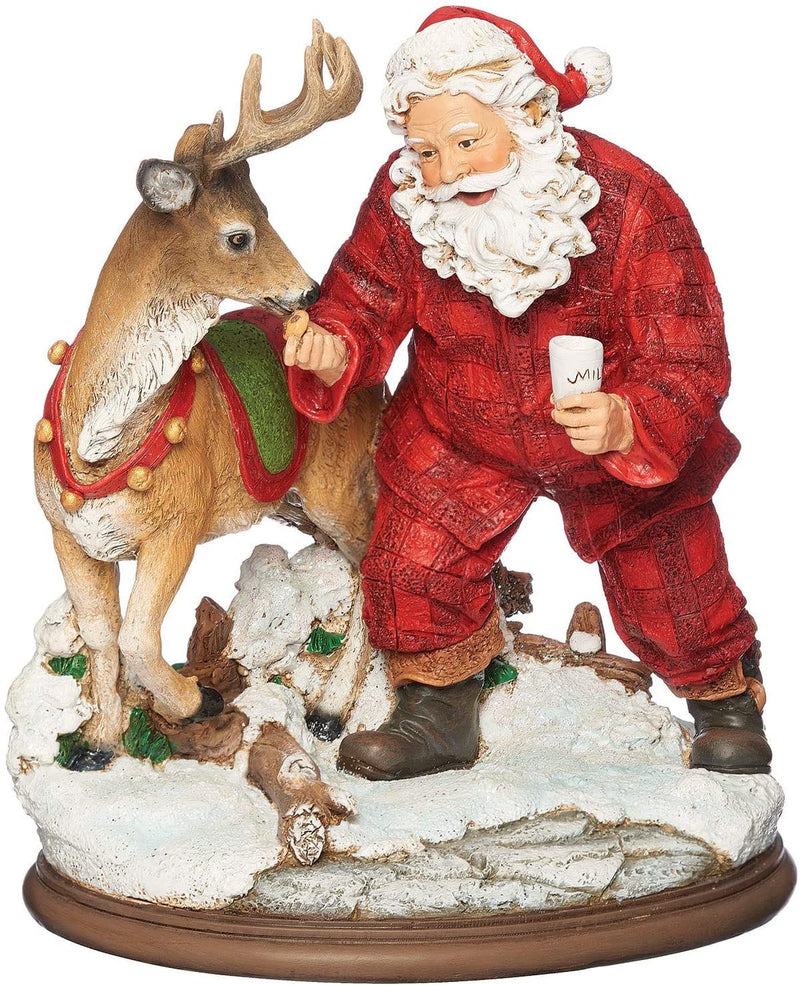 Santa with Milk, Cookies and Deer Figure - 8.5" Tall - Shelburne Country Store