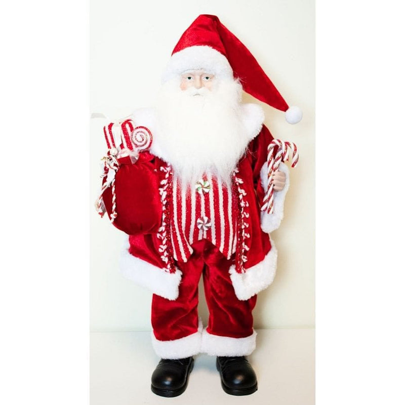 18 Inch Santa in a Striped Vest - Shelburne Country Store