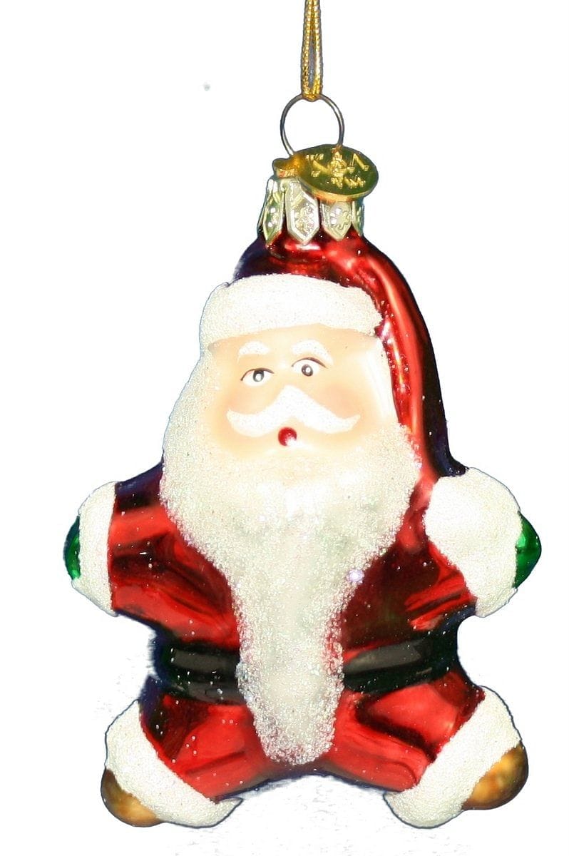 3 Inch Boxed Glass Ornament - Startled Santa - Shelburne Country Store