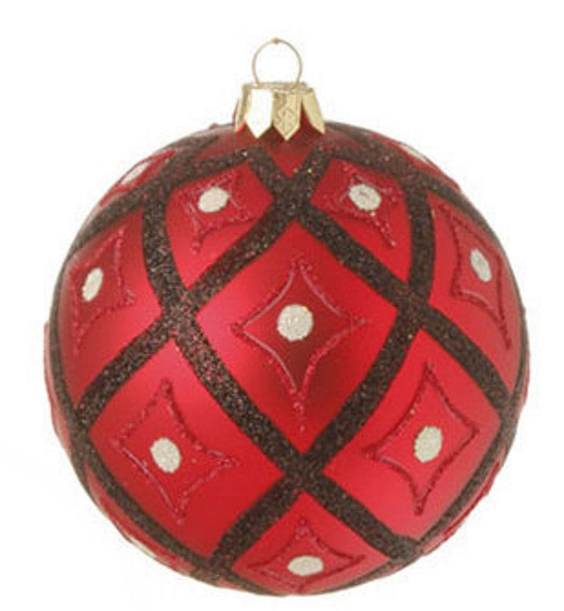 4 Inch Glittered Ball Ornament -  Green - Shelburne Country Store