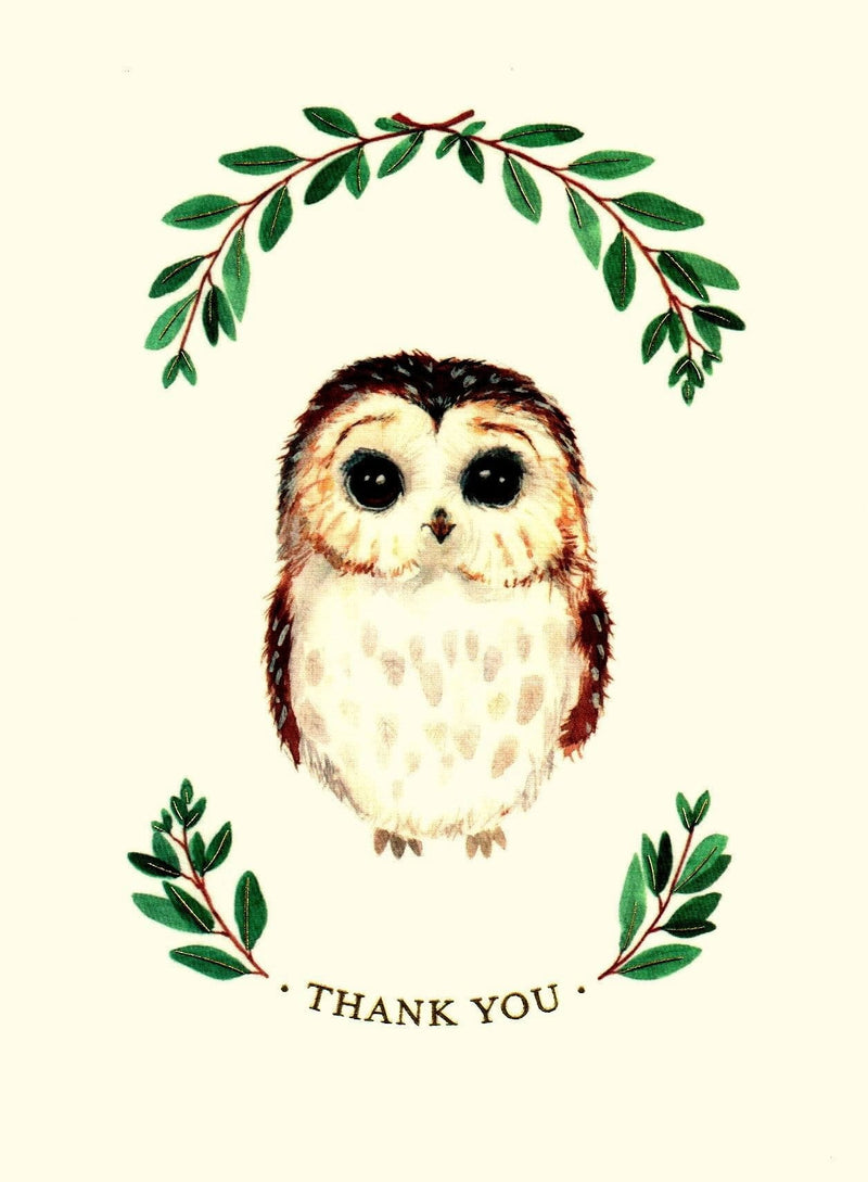 Owl Greenery Thank You Card - Shelburne Country Store