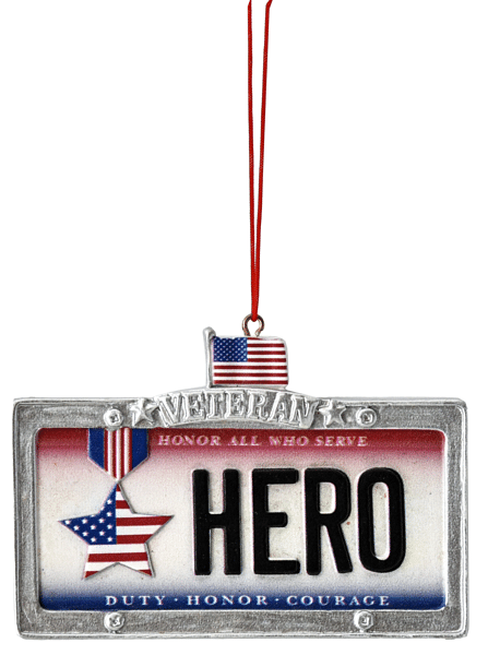 Hero License Plate Ornament - Veteran - Shelburne Country Store