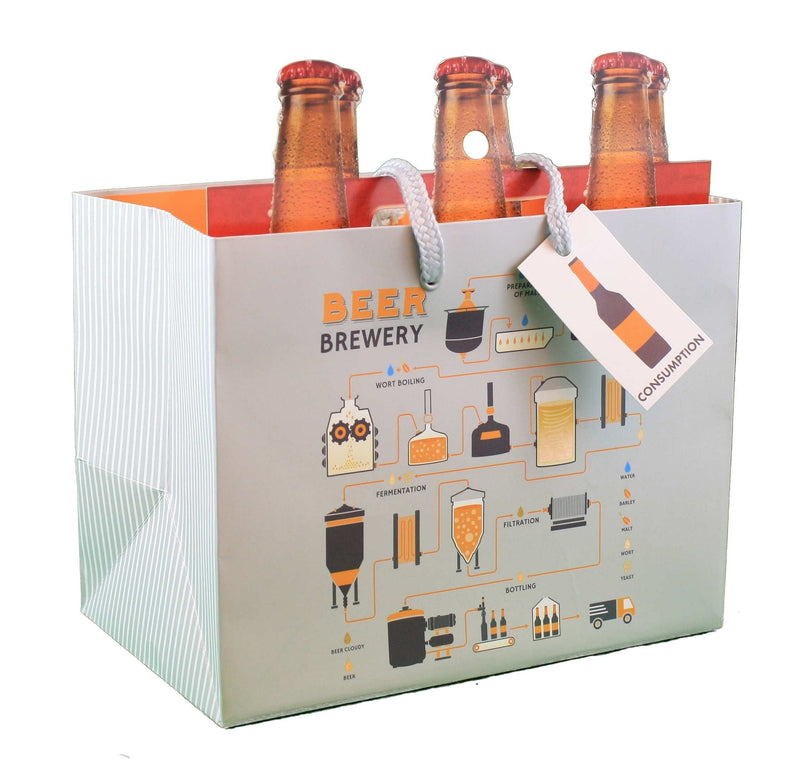 Heavyweight 6-pack Gift Bag -  Beer Brewery Flowchart - Shelburne Country Store
