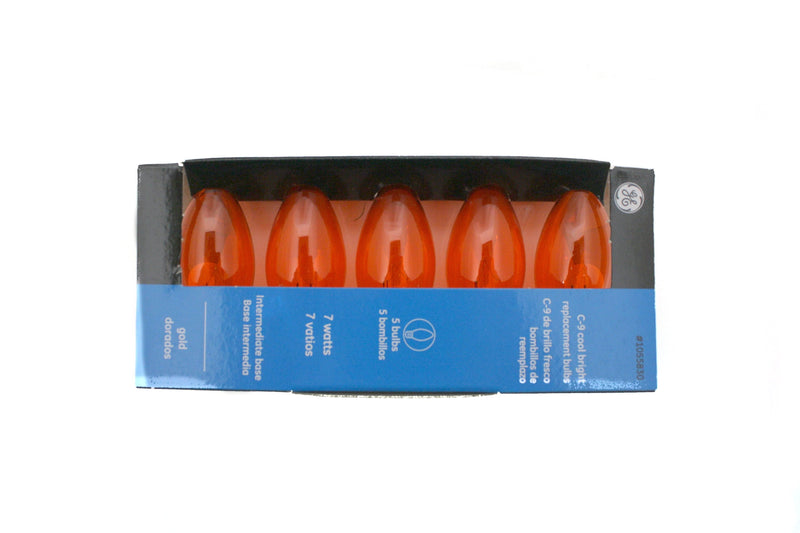 GE Incandescent C9 Replacement Bulb 5 Pack Clear Orange - Shelburne Country Store