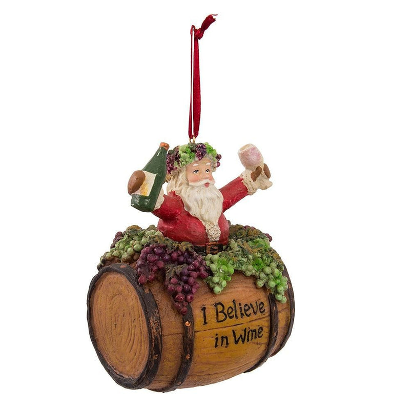 Santa On Wine Barrel Ornament - Shelburne Country Store