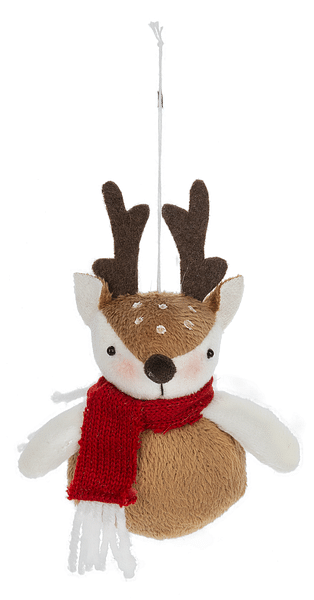 Plush Reindeer Ornament - Red Scarf - Shelburne Country Store