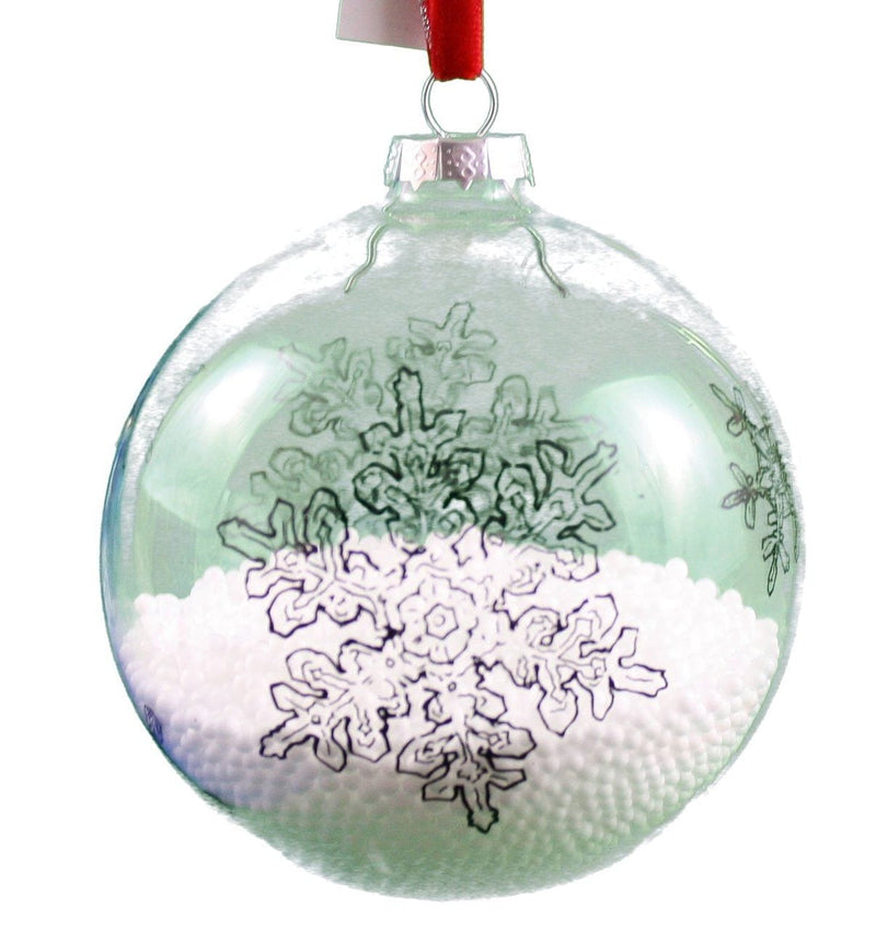 4 inch Glass Ball With Snowflake Design (And Filled With Faux Snow) - Shelburne Country Store