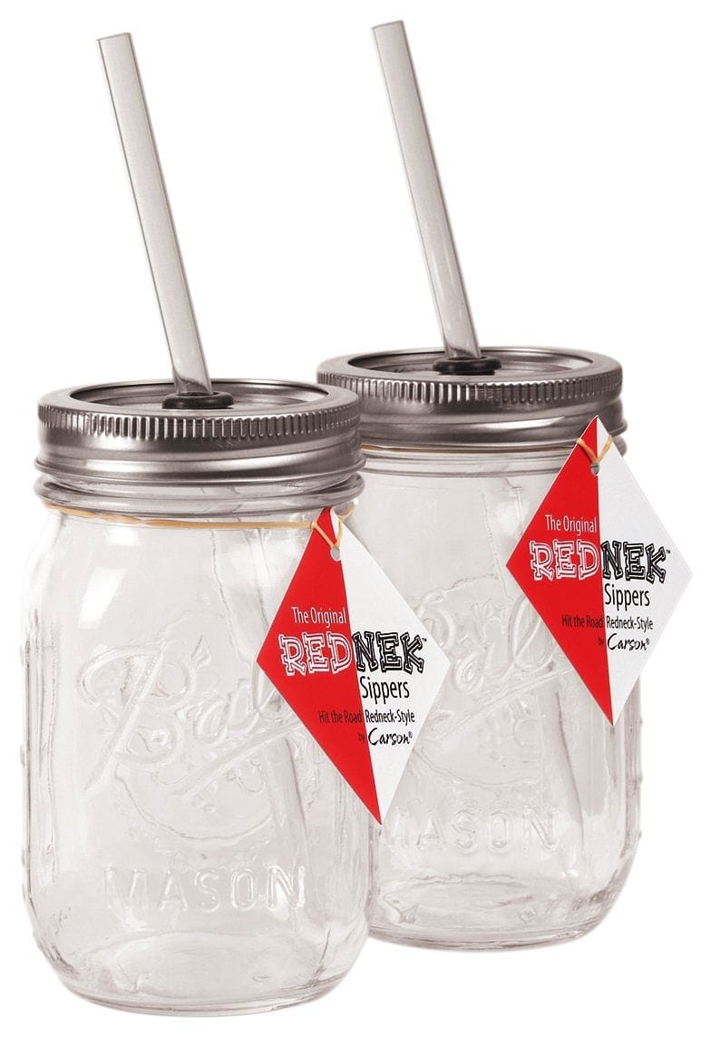 Original Red Nek Sipper Drinking Jar, 16-Ounce, Set of 2 - Shelburne Country Store