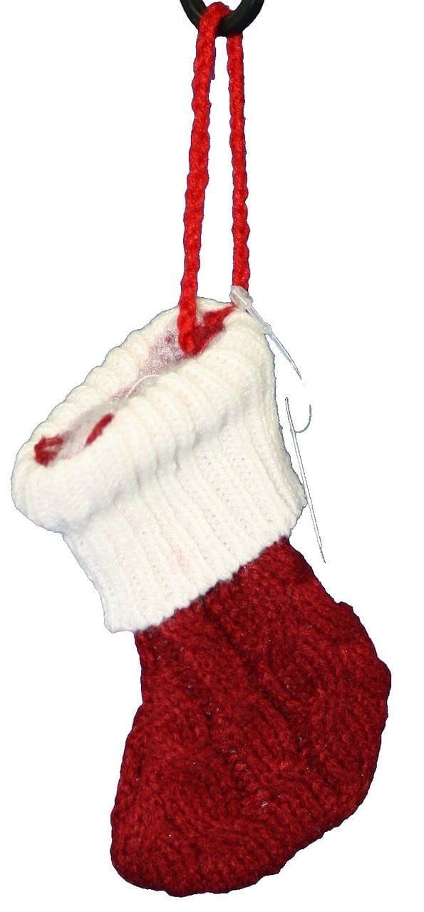 Knitted Red and White Stocking Ornament - Shelburne Country Store