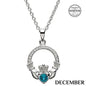 December Claddagh Birthstone Necklace with Swarovski Crystals - Shelburne Country Store