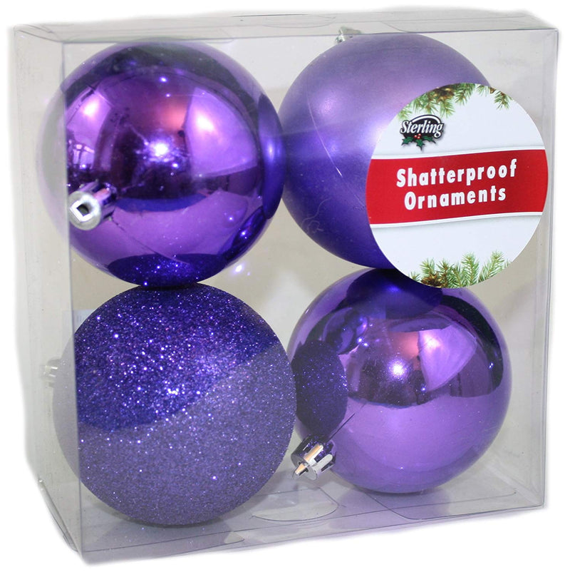 80mm Shatterproof Decorated Ball Ornaments 4 Pack -  Off White - Shelburne Country Store