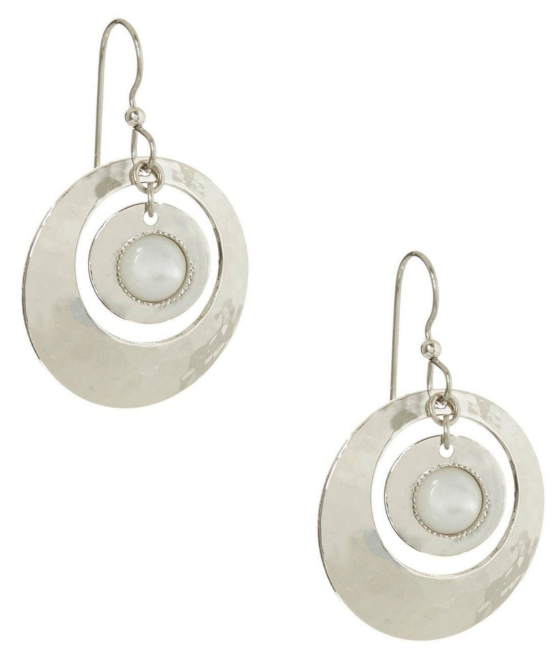 Hammered Ring White Center Earrings - Shelburne Country Store