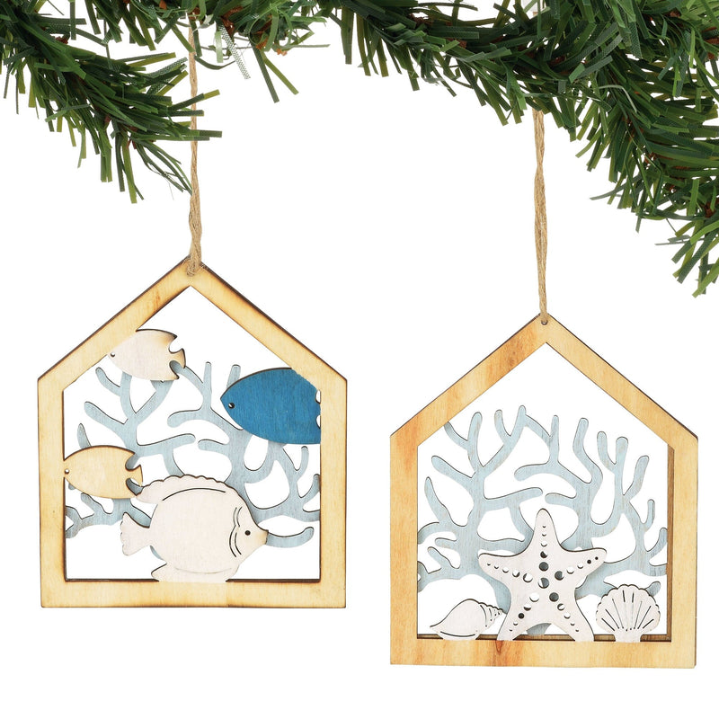 Coral Wood Ornaments Set - Shelburne Country Store