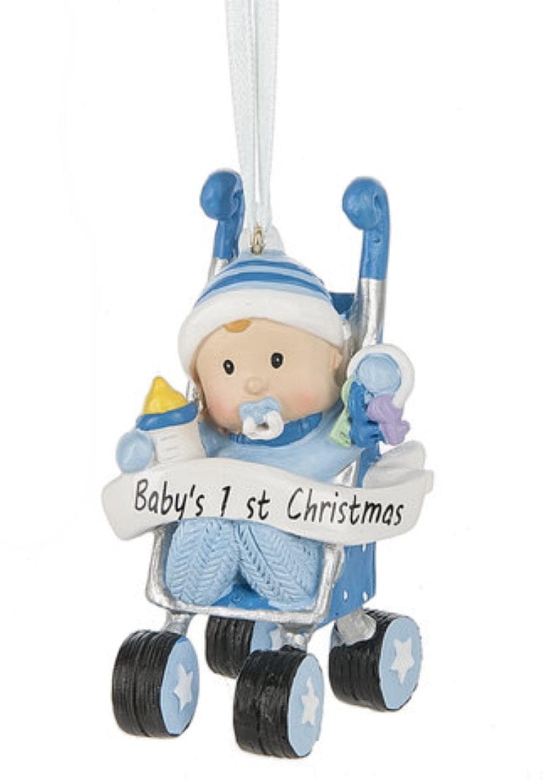 Baby's 1st Christmas Stroller Ornament -  Blue - Shelburne Country Store