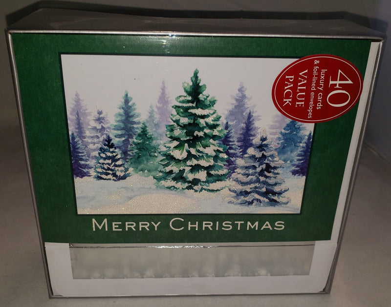 Holiday Luxury Favorites Value 40 Card Box - Frosted Forest - Shelburne Country Store