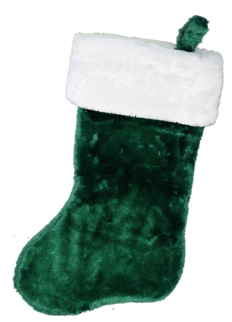 19 In. Green Fabric Plush Stocking - Shelburne Country Store