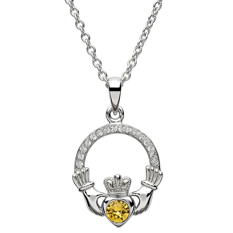 November Claddagh Birthstone Necklace with Swarovski Crystals - Shelburne Country Store