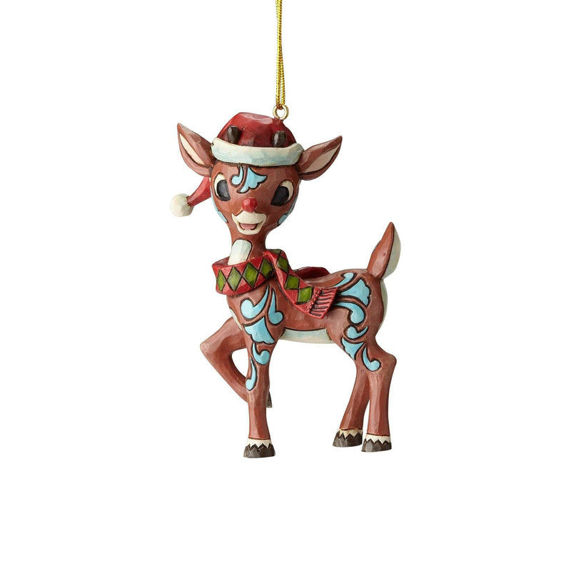 Rudolph in Santa Hat Ornament - Shelburne Country Store