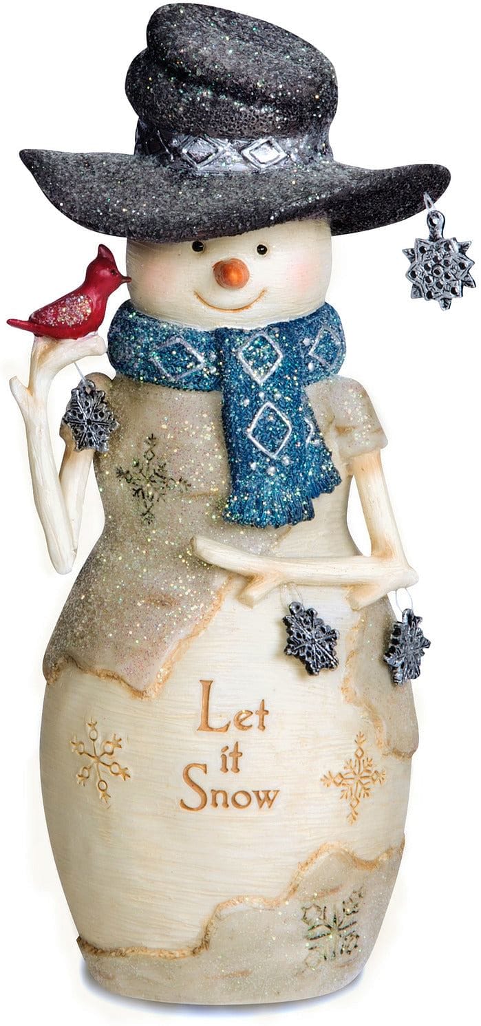 Let it Snow - 6" Snowman Holding Snowflakes and Cardinal - Shelburne Country Store