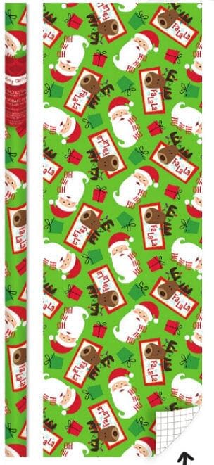 30" (40 square Foot) Kids Roll Wrap - Santa And Reindeer - Shelburne Country Store