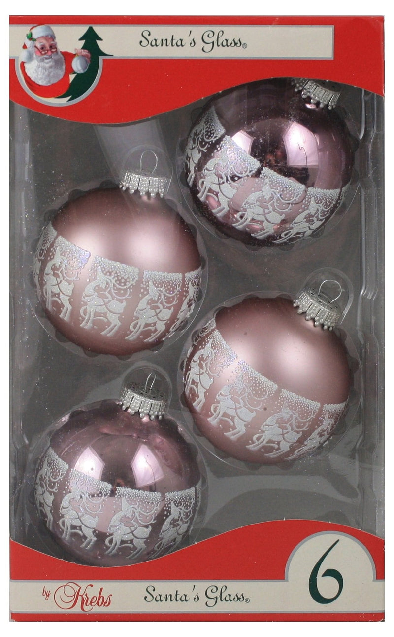 Krebs Value Glass Ball 4 pack - Lilac Reindeer Parade - Shelburne Country Store