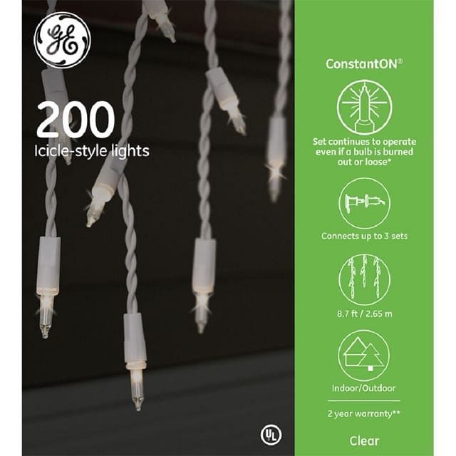 Ge 200 Icicle Lights - Clear - Shelburne Country Store