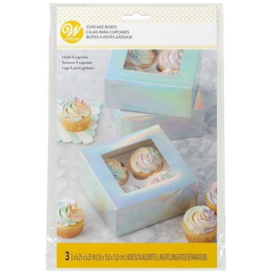 Iridescent Cupcake Boxes - 3 Piece Set - Shelburne Country Store