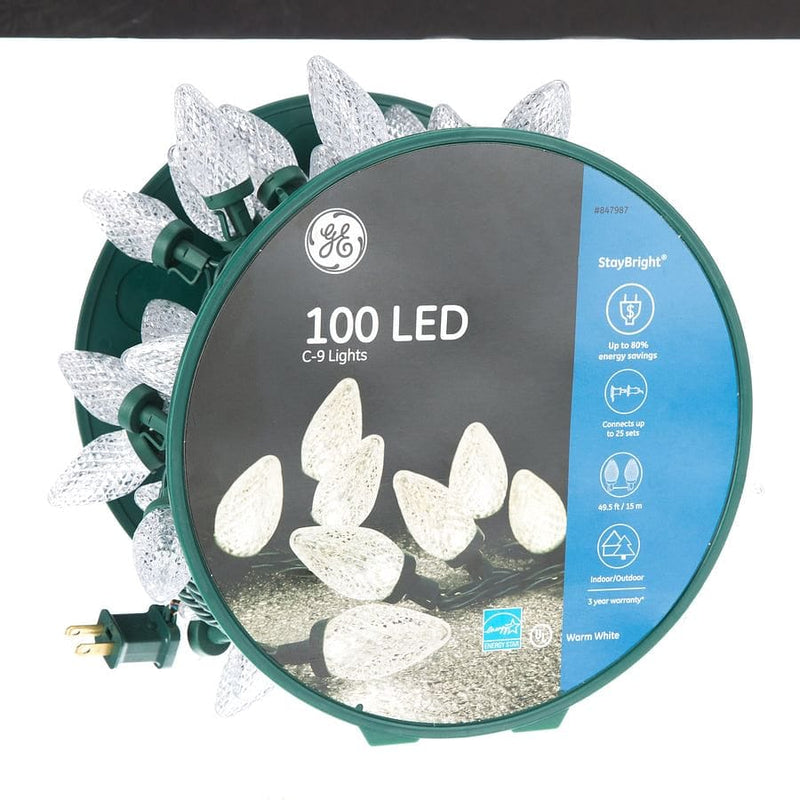 49 Foot 100 LED C-9 Spool - Warm White / Green Wire - Shelburne Country Store
