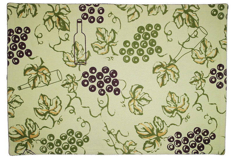 Grapes Make Wine Placemat - Olive - Shelburne Country Store