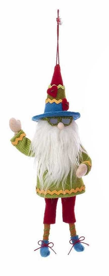 10 Inch Gnome Wearing Sunglasses Ornament -  Green - Shelburne Country Store